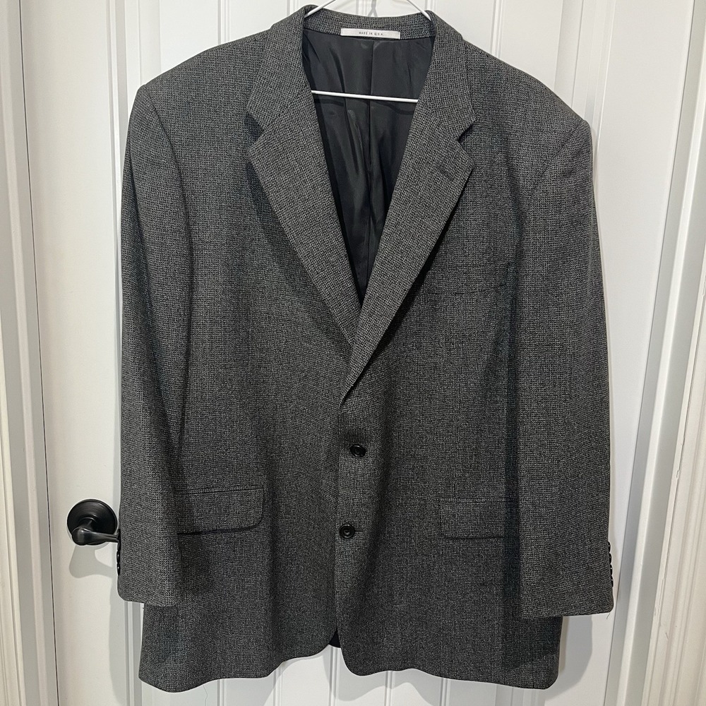 Hickey Freeman Sport‎ Coat Blazer Jacket Men's 100% Worsted Wool 48R Gray EUC